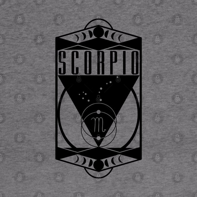 Scorpio Constellation Moon Phases Zodiac Astrology Art Deco Style by graphicbombdesigns